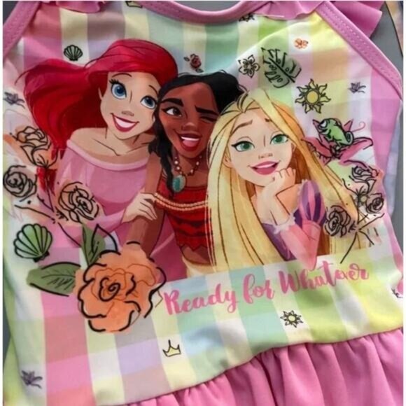 Disney Princess SWIM Bathing SUIT Pastel Ruffle 50+ UPF One Piece - Picture 3 of 6